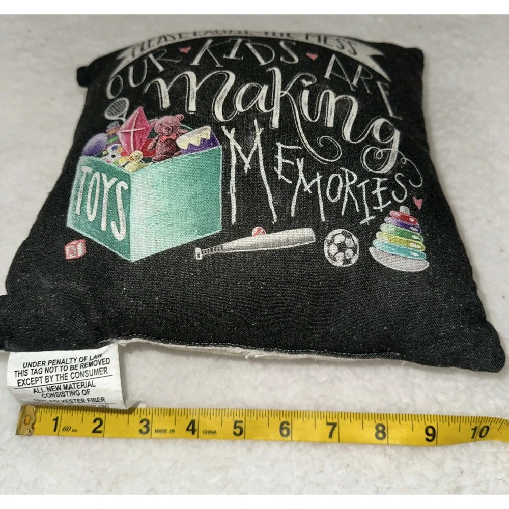 Primitives by Kathy Throw Pillow Making Memories Kids Toy Box Decorative Black